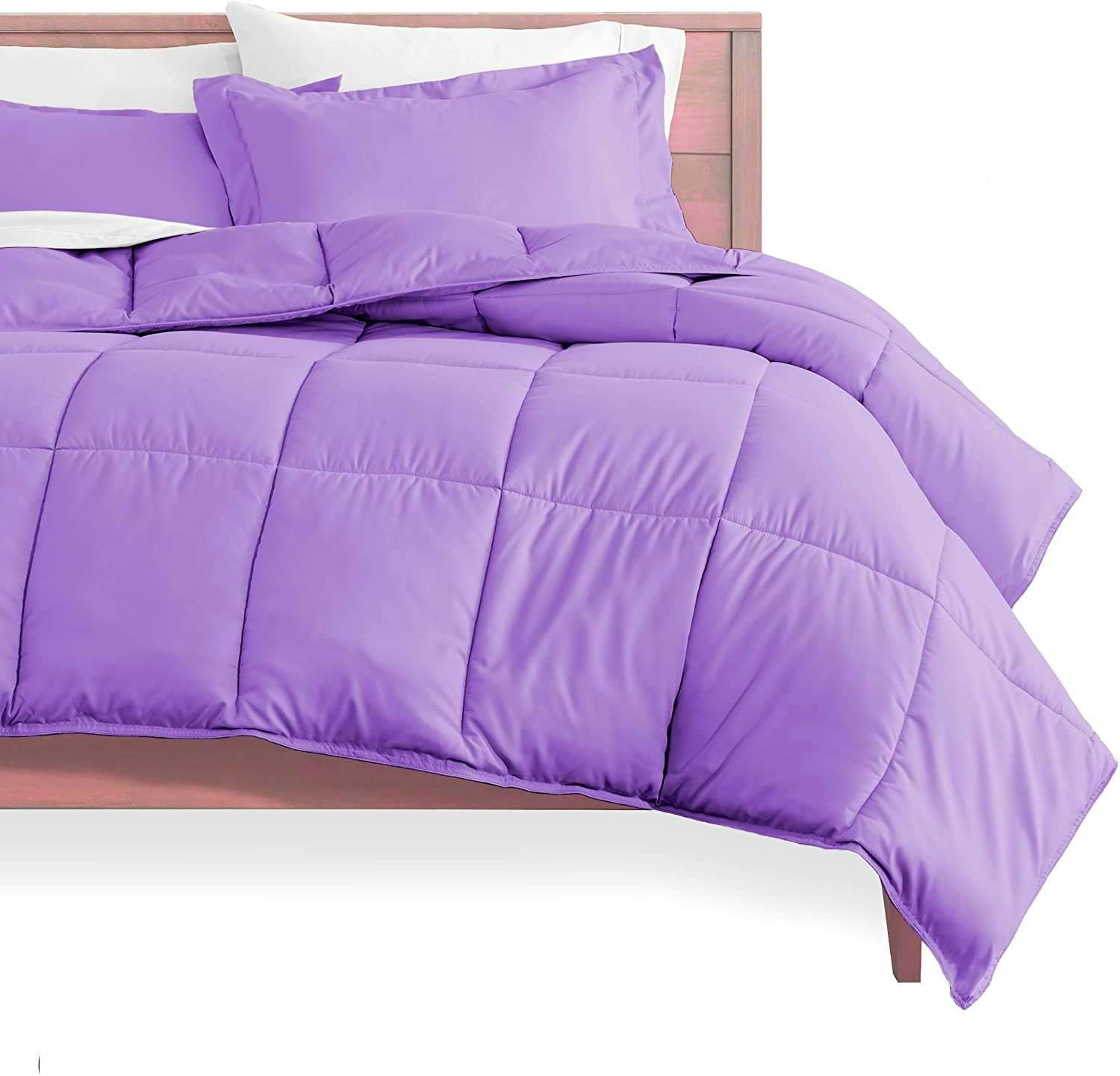 Queen Comforter Set Egyptian Cotton 1000 Series Lilac 400 GSM Queen Size Comforter Set (Comforter + 2 Pillowcases) Comforter for Queen Size Bed