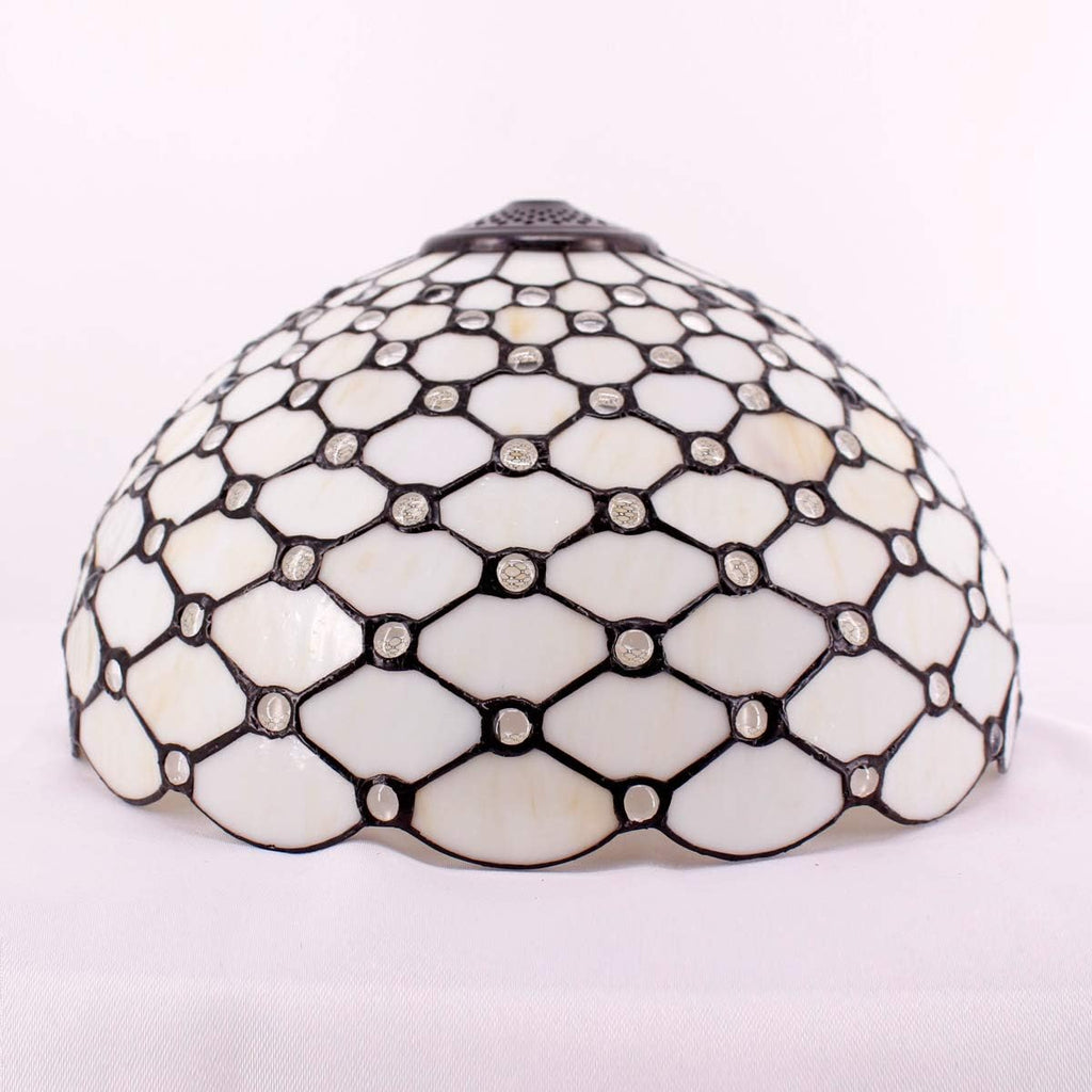 Tiffany Lamp Shade Replacement W16H7 Inch Stained Glass Crystal Pear Bead Lampshade Fit For Table Lamps FLoor Lamp Ceiling Fixture (3 Hooks)Pendant Hanging Light S005 WERFACTORY Home Office Decoration