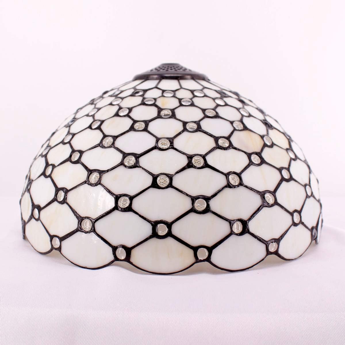 Tiffany Lamp Shade Replacement W16H7 Inch Stained Glass Crystal Pear Bead Lampshade Fit For Table Lamps FLoor Lamp Ceiling Fixture (3 Hooks)Pendant Hanging Light S005 WERFACTORY Home Office Decoration