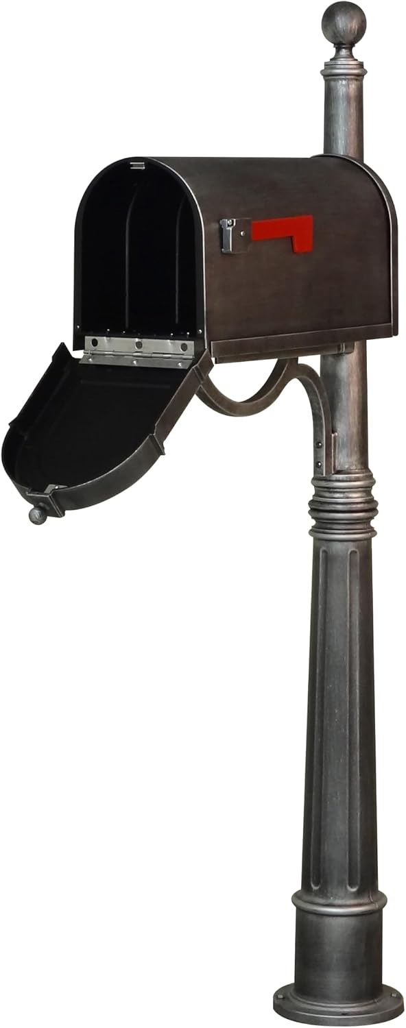Special Lite Berkshire Curbside Mailbox with Aluminum Post - Swedish Silver Mailbox with Ashland Post - SCB-1015_SPK-600-SW