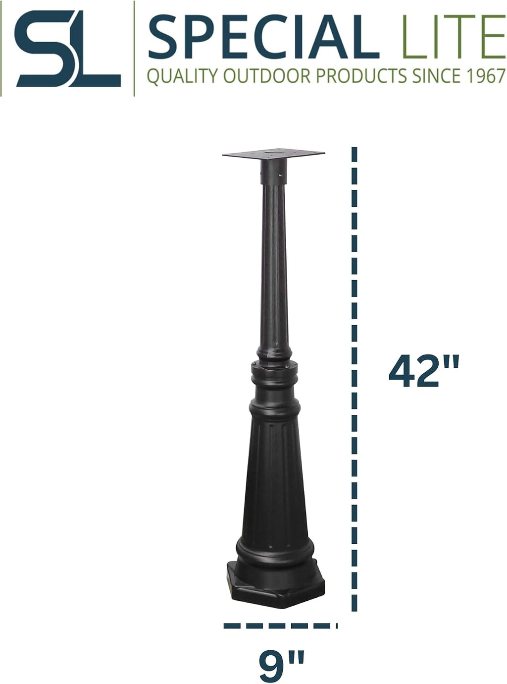 Special Lite Tacoma Mailbox Post - Black Cast Aluminum Post for Curbside Mailbox - SPK-591-BLK