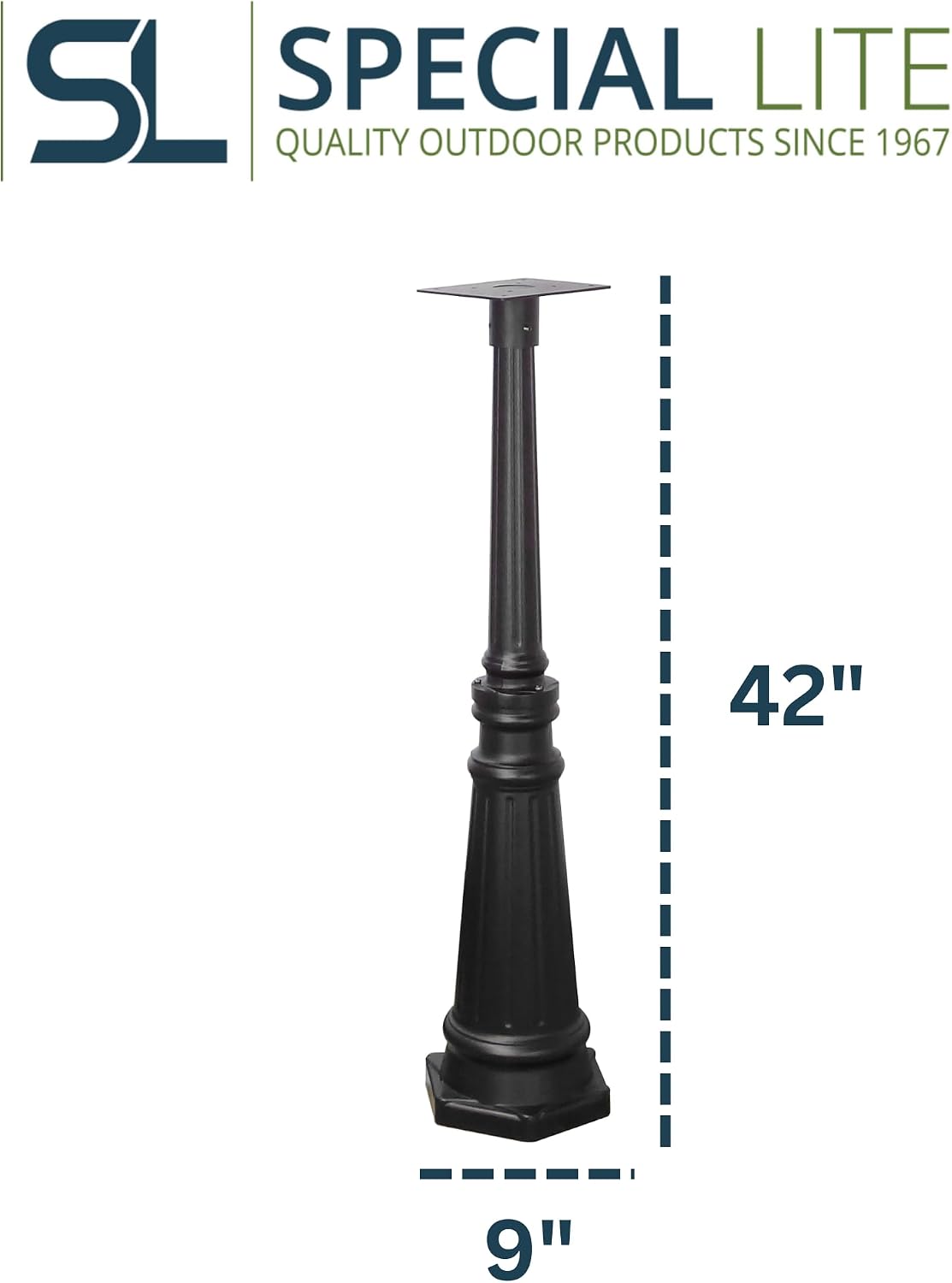 Special Lite Tacoma Mailbox Post - Black Cast Aluminum Post for Curbside Mailbox - SPK-591-BLK