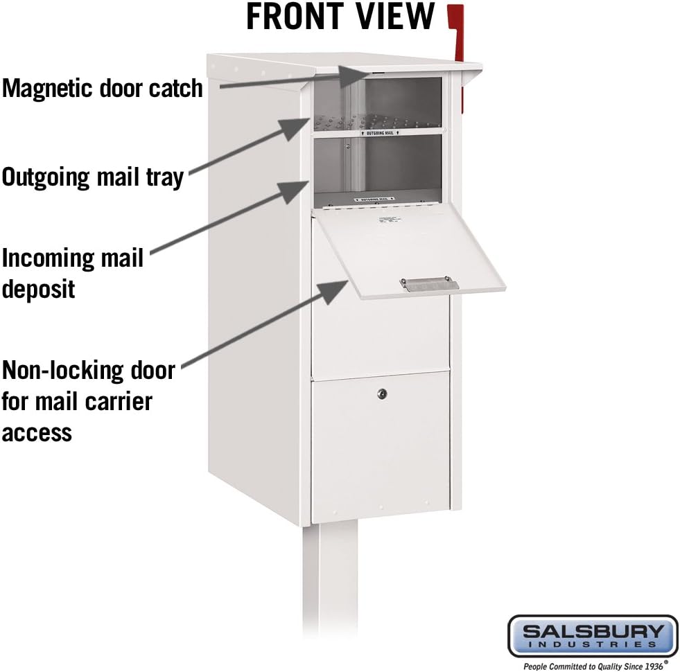 Salsbury Industries 4375WHT Mail Package Drop, White, 14.375 in. W x 36 in. H x 23 in. D