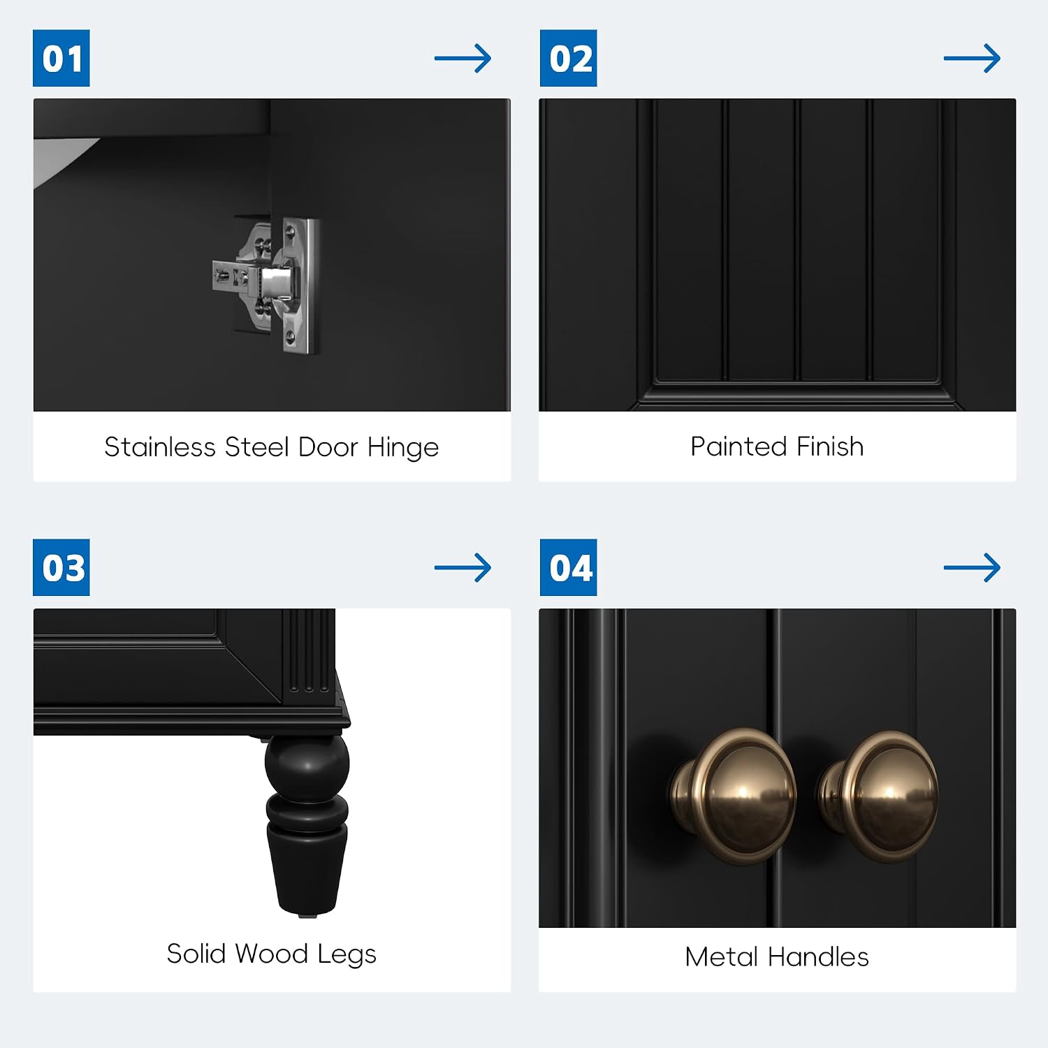 Linique 20-inch Bathroom Vanity with Ceramic Sink,1 Drawer & Cabinet Storage,Magnetic Door Stopper and Adiustable Foot Pads, Modern Freestanding,Black