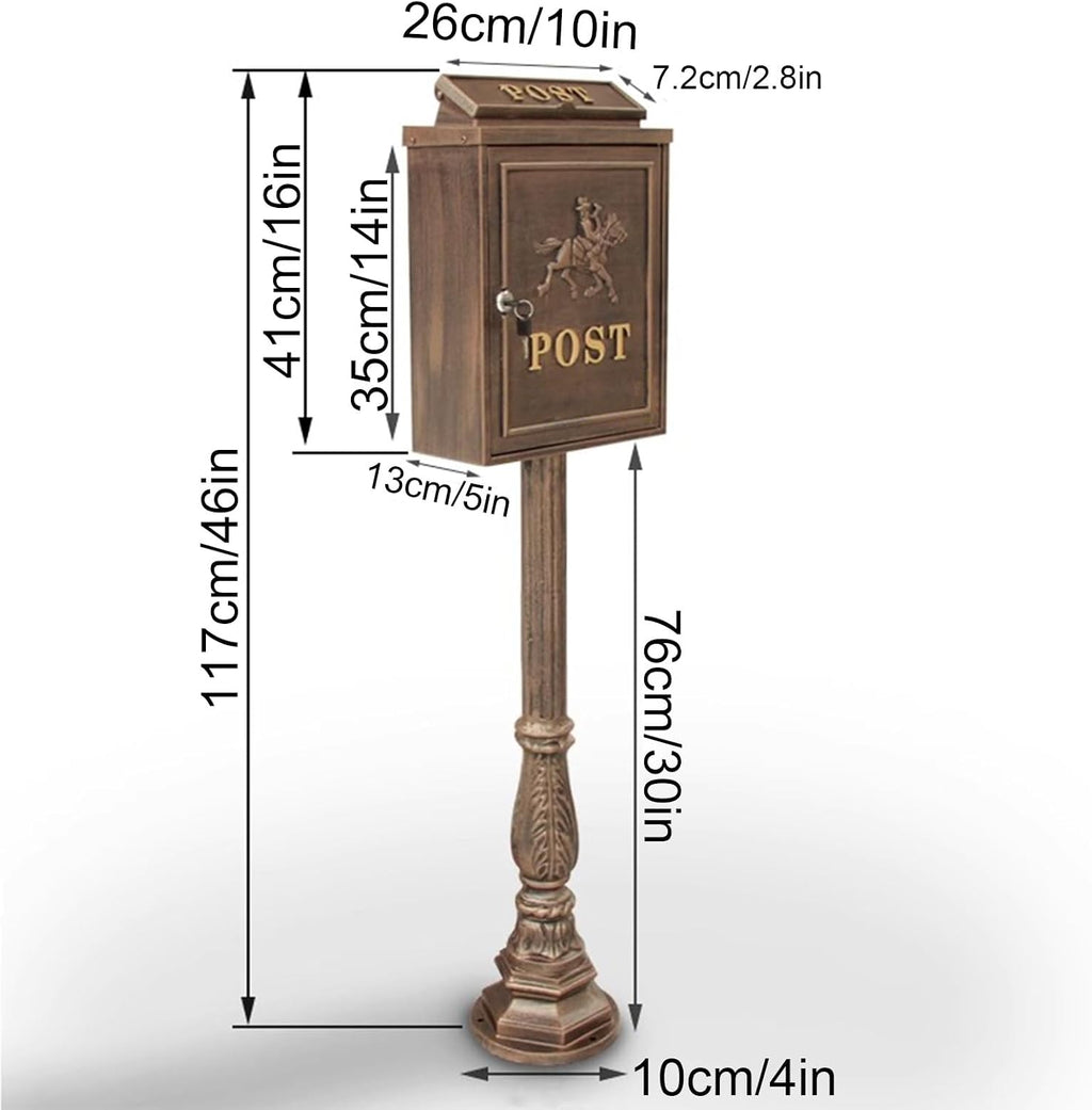 Mailboxes for Outside, Mailboxes for Outside with Post, Mailbox with Post, Metal Mailbox, Post Mount Mailbox, Cast Aluminum Mailbox, Locking Residential Mailboxes for Outside(Black)