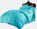 Soft 1000 TC Goose Down Alternative Egyptian Cotton Comforter Set (Comforter + 2 Pillow Cases) 400 GSM Over-Size Queen Aqua Blue 98'' x 98''