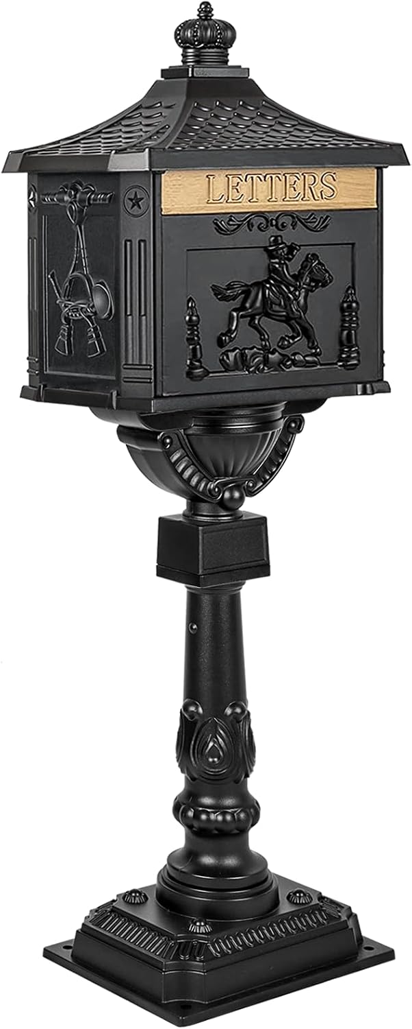 Mail Box Heavy Duty Mailbox Postal Box Security Cast Aluminum Vertical Pedestal