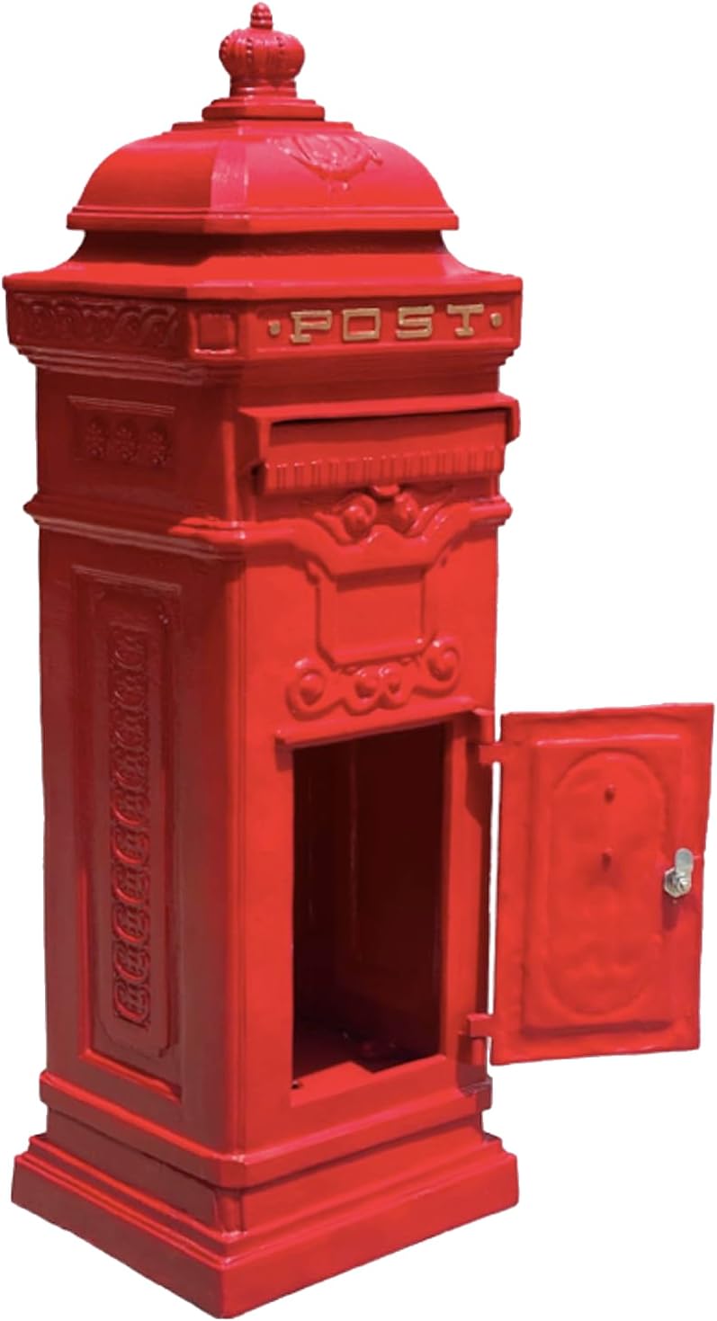 British Cast No Rust Aluminum Red Mailbox Post Box Replica 45 Pounds