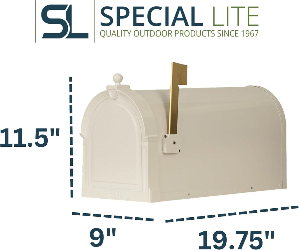 Special Lite Berkshire Curbside Mailbox - White Aluminum Mailbox for Post Mount - SCB-1015-WH