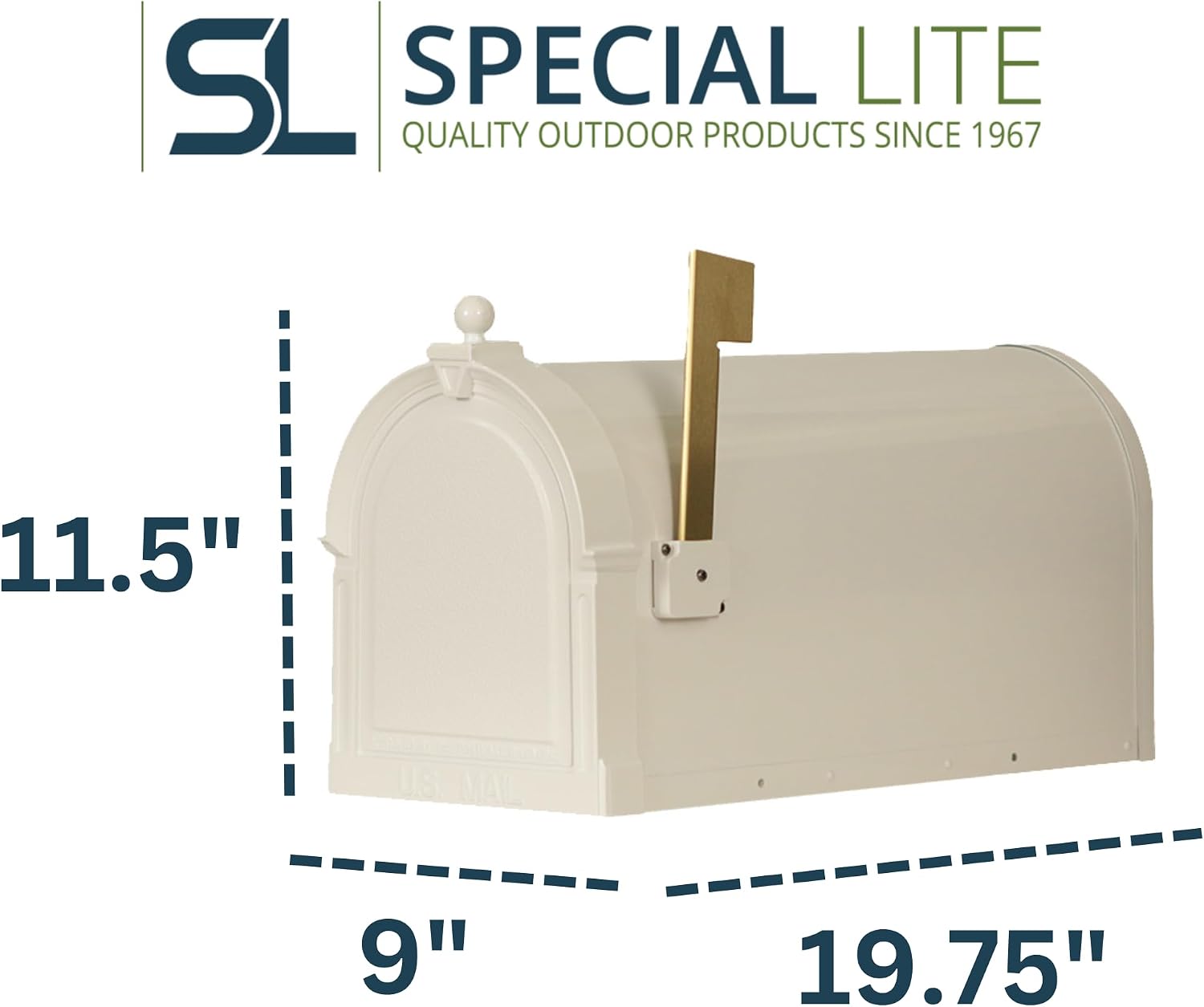 Special Lite Berkshire Curbside Mailbox - White Aluminum Mailbox for Post Mount - SCB-1015-WH