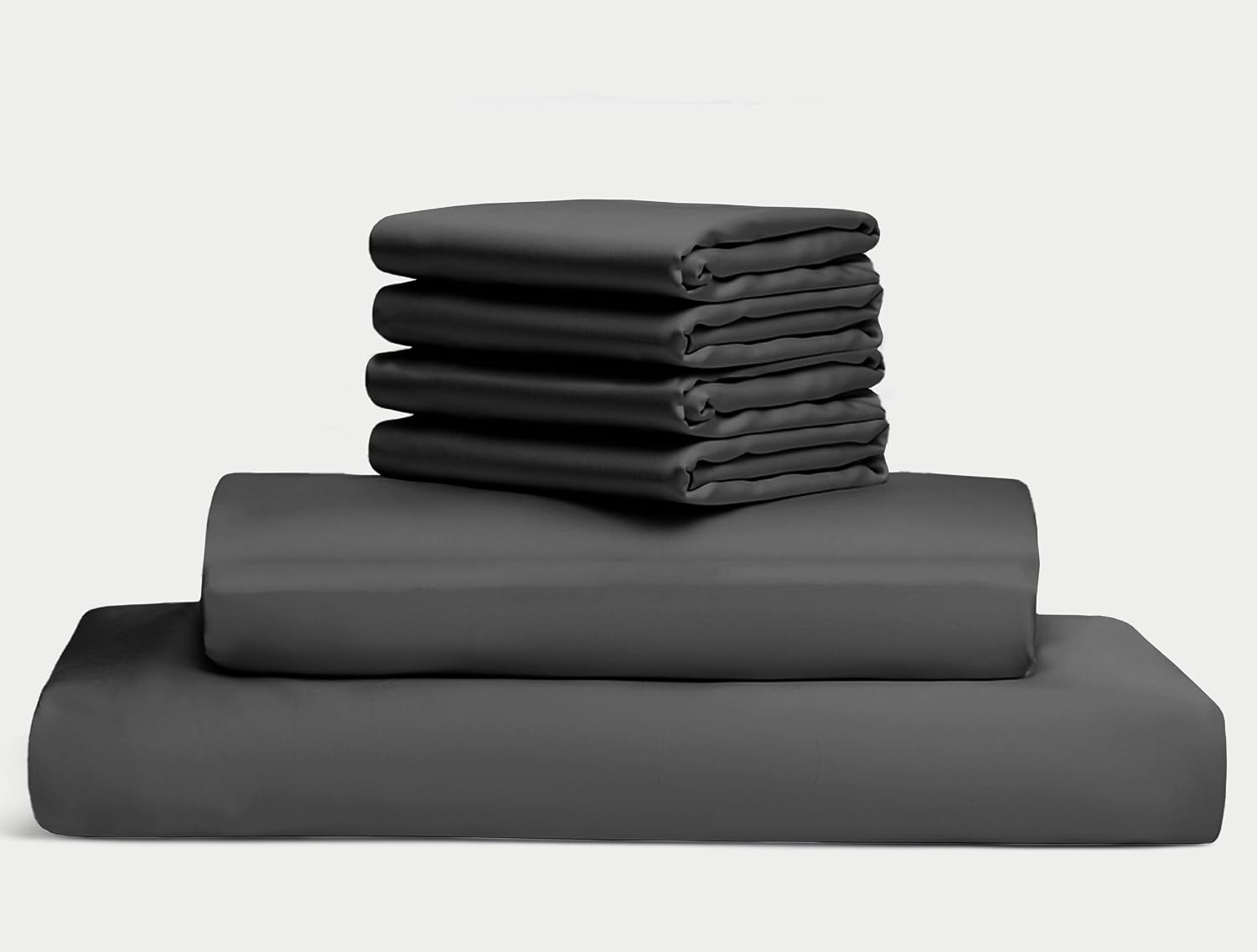 100% Egyptian Long Staple Cotton Bedsheet Set, 800 Thread Count, 6-PC Sheets Set, Charcole Grey Color, Queen Size, 15 Inch Deep Pocket of Fitted Sheet, Soft Sateen Weave Breathable