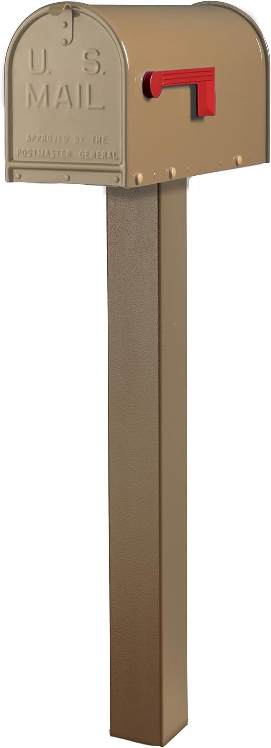 Janzer Post with Mailbox (Bronze Post with Taupe Mailbox)