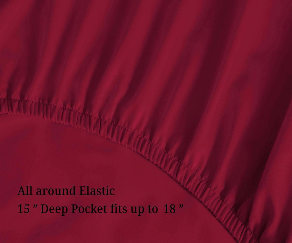 Superior 700 Thread Count Egyptian Cotton Sheet Set, Bedroom Sheets, Home Essentials, Bedding Basics, 1 Elastic Deep Pocket Fitted Bed Sheet, 1 Flat Sheet, 2 Pillowcases, California King, Burgundy