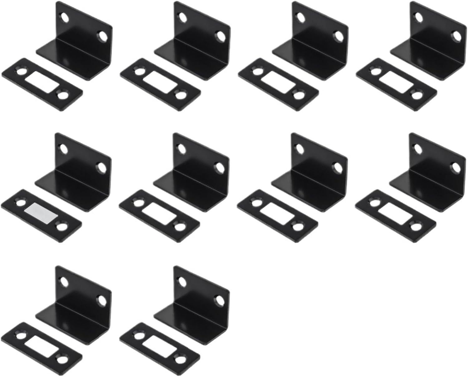 10-1PCS L-Shaped Magnetic Door Closer Self-Adhesive Invisible Cabinet Door Suction Wardrobe Magnetic Strip Patch Stopper(Black 10pcs)
