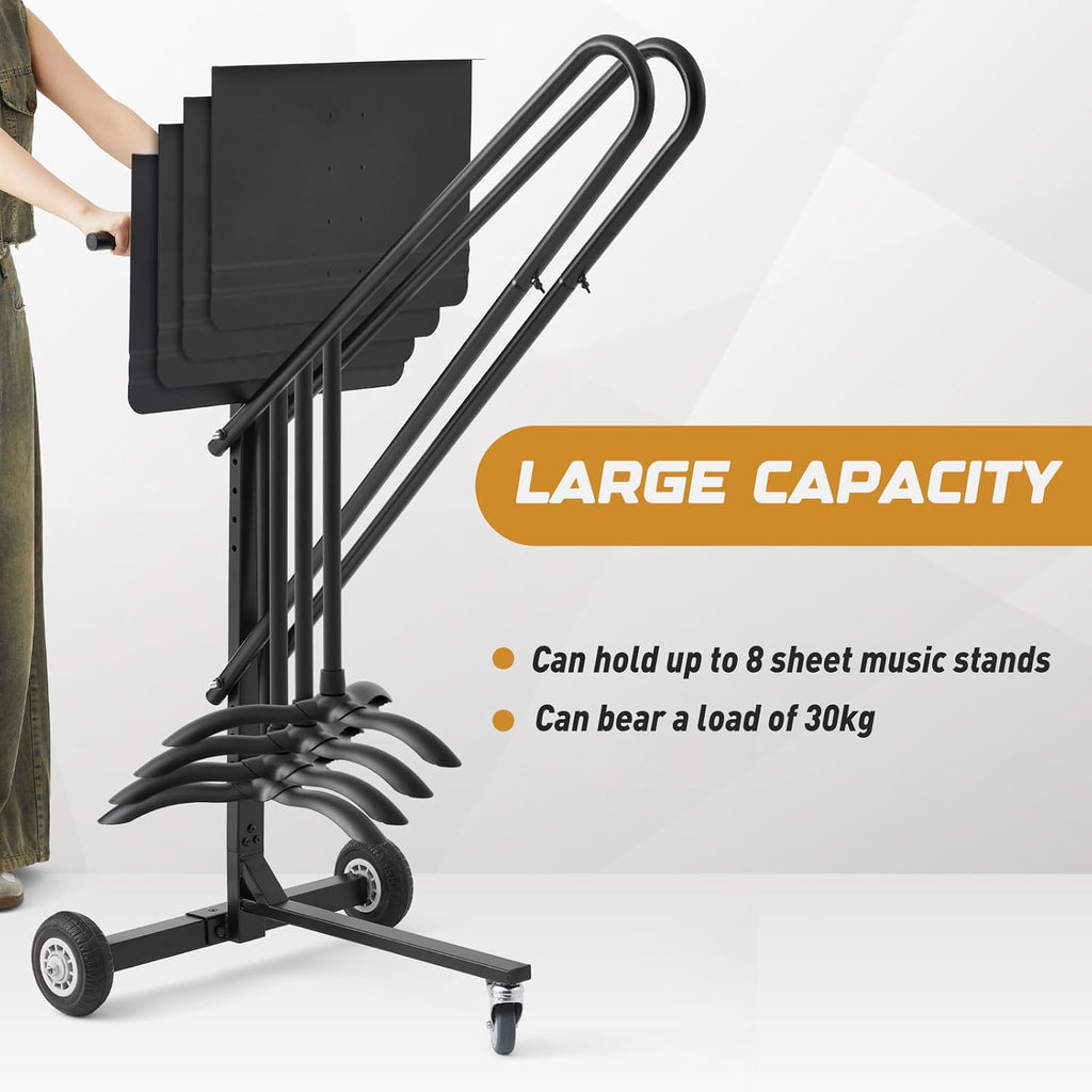 Aurelema Music Stand Storage Cart for 8 Melody Music Stands Metal Portable