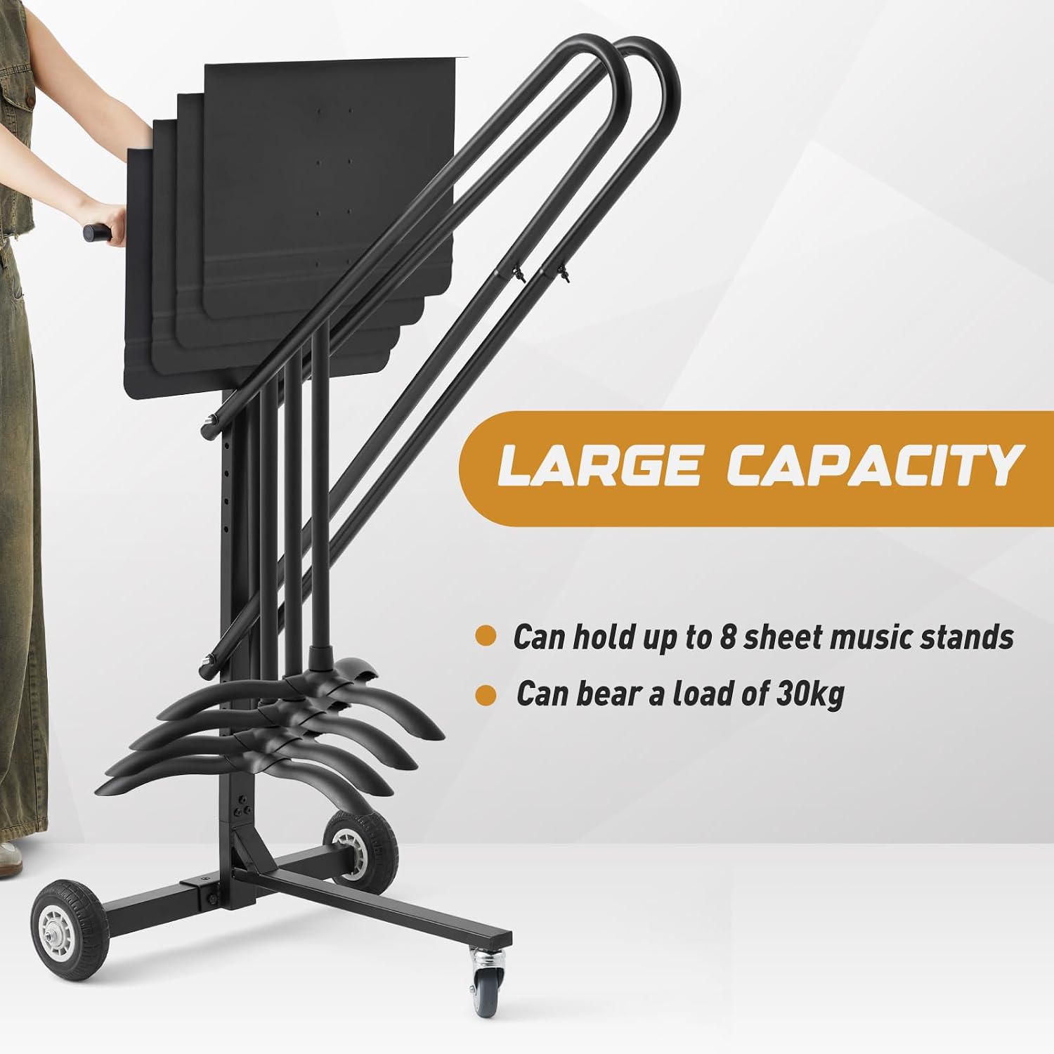 Aurelema Music Stand Storage Cart for 8 Melody Music Stands Metal Portable