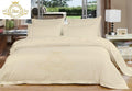 Crown Collection Hotel Beddings 600-Thread-Count 100% Egyptian Cotton 4 Piece Sheet Set Fit Upto 12' Deep Pocket Queen Size All Around Elastic Fit Damask Striped, Ivory