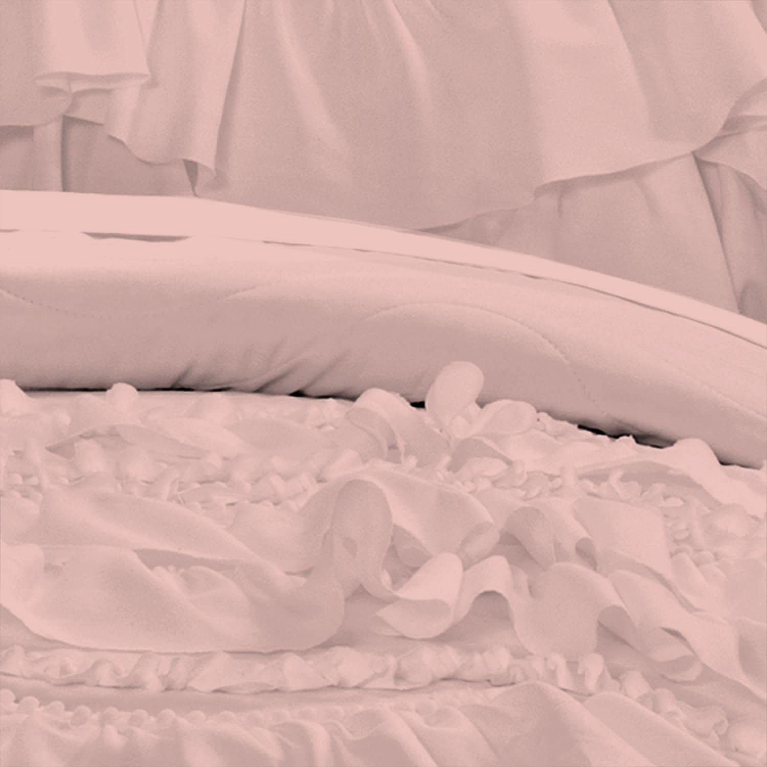 100% Egyptian Cotton, 550 GSM Microfiber Filled Quilt Ruffled Textured 3 Piece Full/Queen Size Comforter Set, Blush