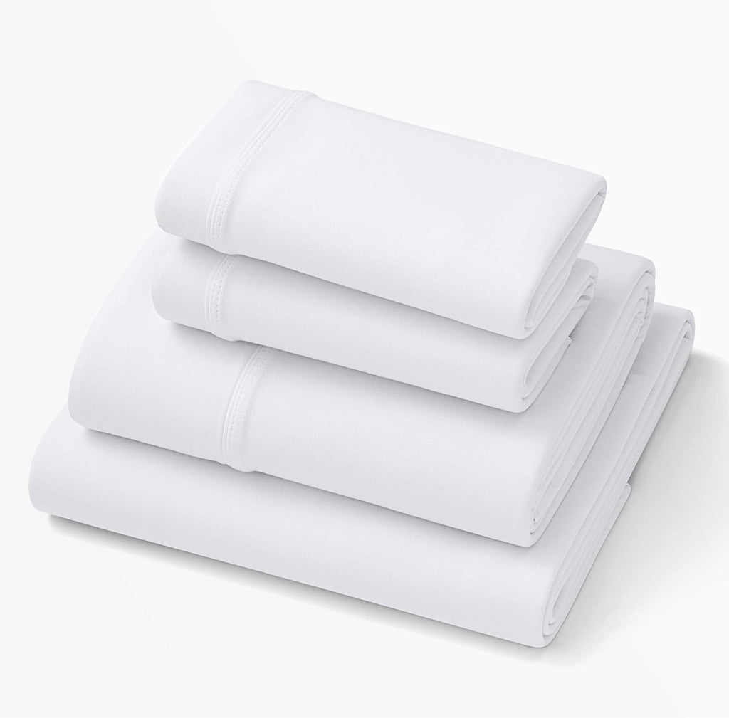Purple SoftStretch Sheets, Full Size, Rayon Blend, Moisture-Wicking, True White, Fits Other Mattresses, Stretch for Adaptive Support