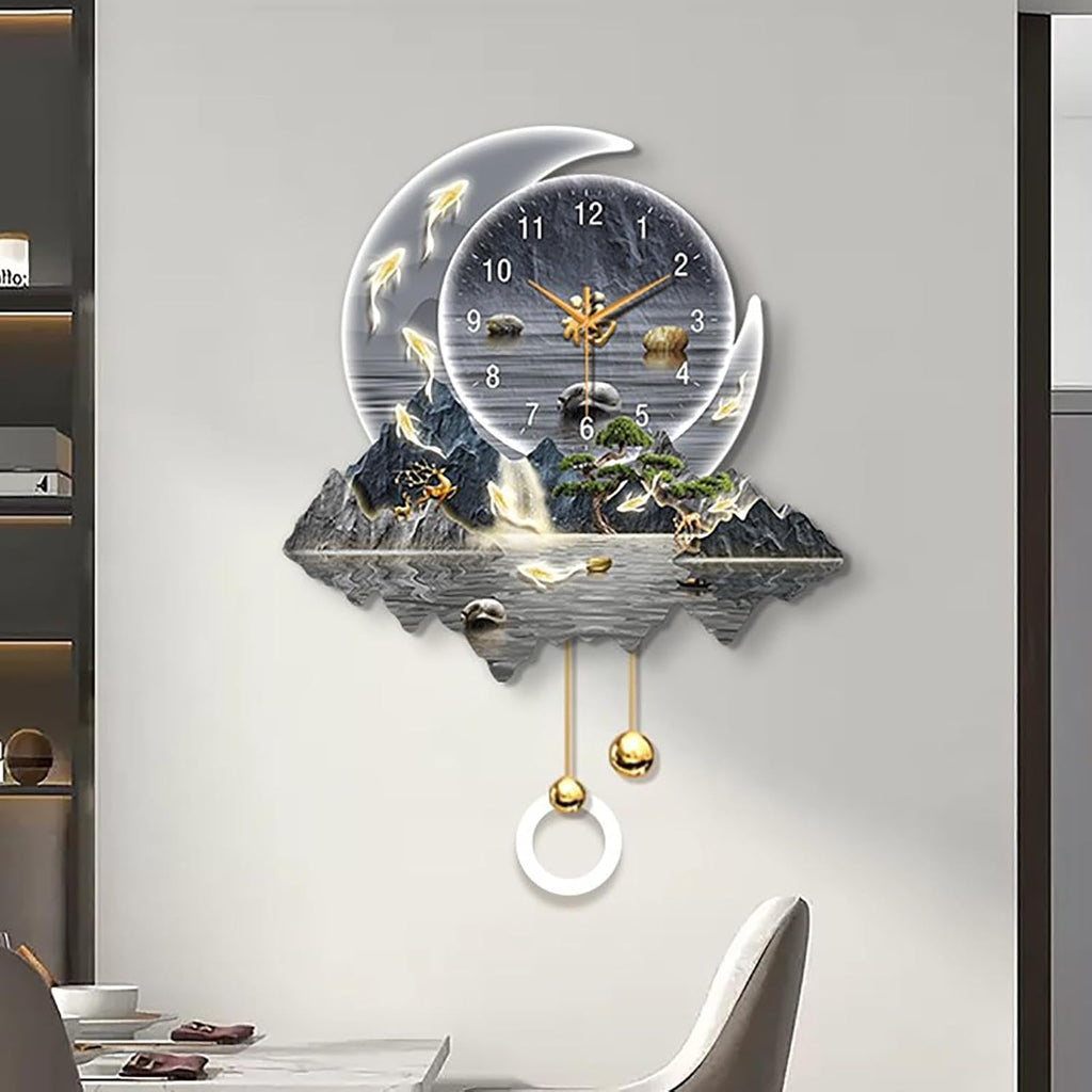 Modern Home Decorative Wall Clock Art Decorations lamp,Plug-in Power Supply 3D Relief LED Decorative Painting,Home Decoration,for Bedroom, Living Room, Kitchen(D,40 * 60cm/15.7 * 23.6in)