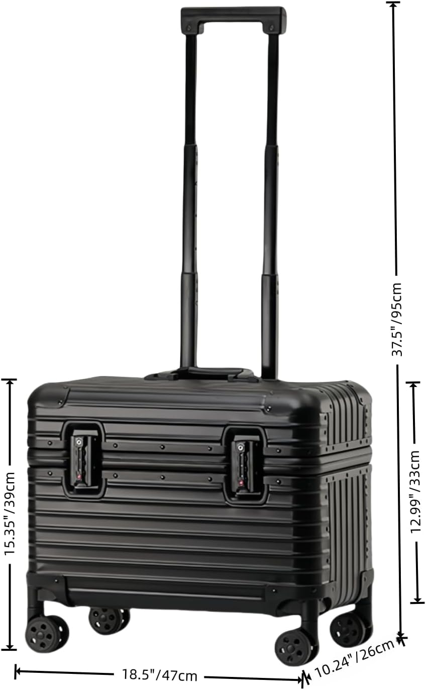 Full Aluminum Camera Carry-On Luggage DSLR Shockproof TSA lock Photography Gear Case with Removable Dividers & 360° detachable Wheels Luggage Rolling trolley case storage case (black)
