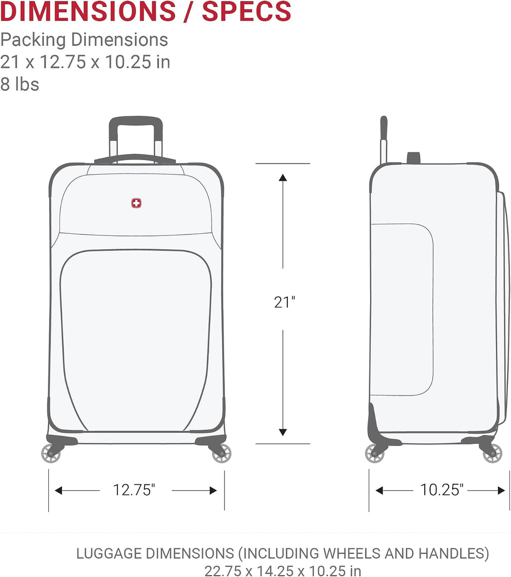 SWISSGEAR Sion Softside Expandable Spinner Luggage Durable Lightweight Travel Suitcase, Black, Carry-On