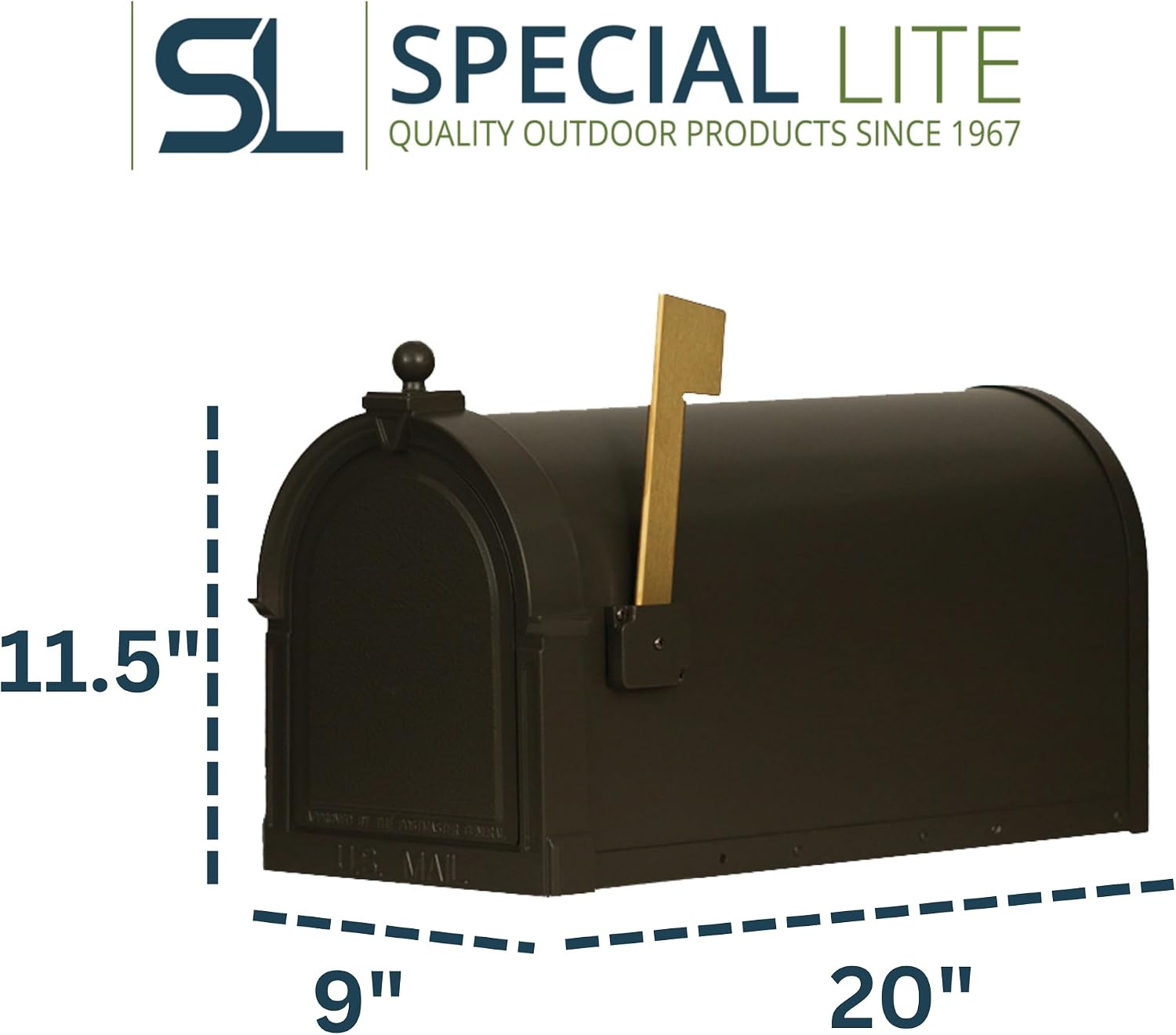 Special Lite Berkshire Curbside Mailbox - Mocha Aluminum Mailbox for Post Mount - SCB-1015-MOC