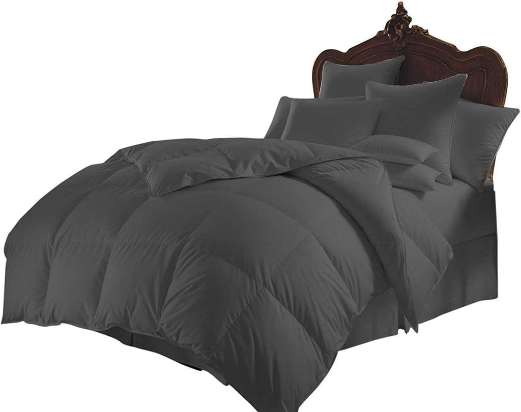 Queen Comforter Set Egyptian Cotton 1000 Series Dark Gray 400 GSM Queen Size Comforter Set (Comforter + 2 Pillowcases) Comforter for Queen Size Bed