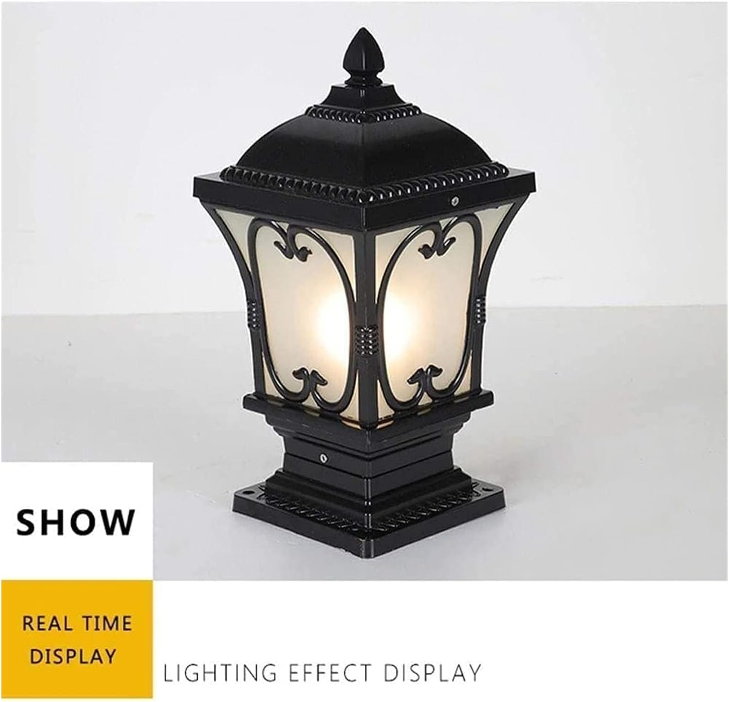 Courtyard light Stigma Floor Lamp Lantern Wood Mailbox Posts for Outside Columns and Pillars Door Post Waterproof Post Light Garden Villa Pillar Lamp Street La ( Color : Dolphin Waves , Size : 38Cm )