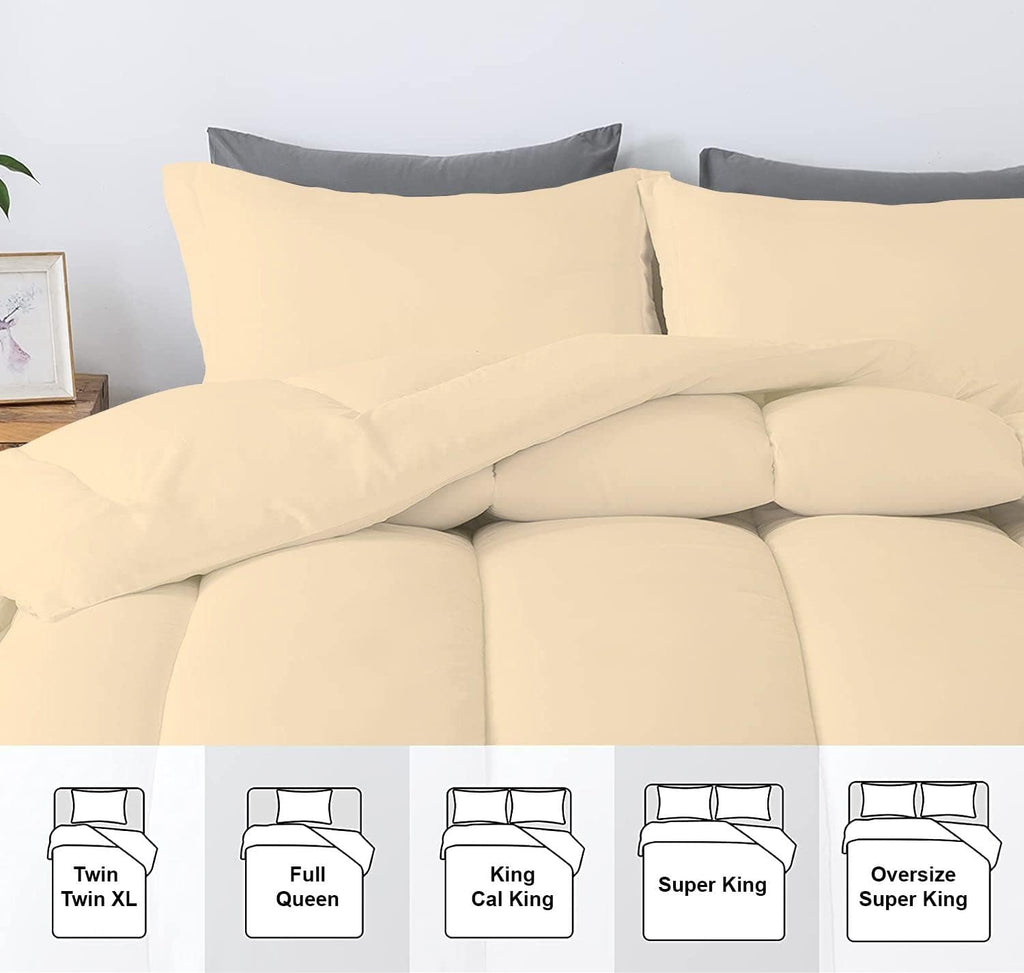 5 PC Straight Line Pattern Comforter Set Premium Super Soft 600 GSM All Season | 1000 Thread Count | 100% Egyptian Cotton ( Full/Queen Size, Ivory Color)