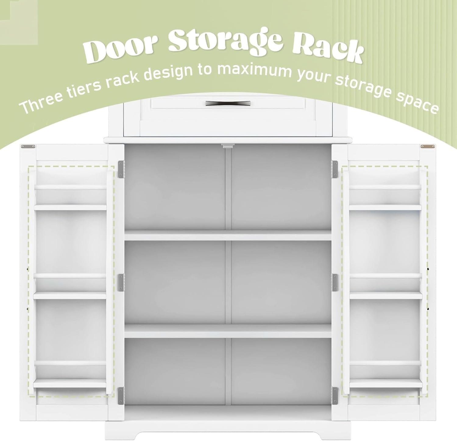Tall Storage Cabinet with Adjustable Shelves, Large Drawer, and Door Storage Racks, 72' Kitchen Pantry Organizer with Magnetic Door Stopper and Metal Handles, Waterproof Finish for Home Use