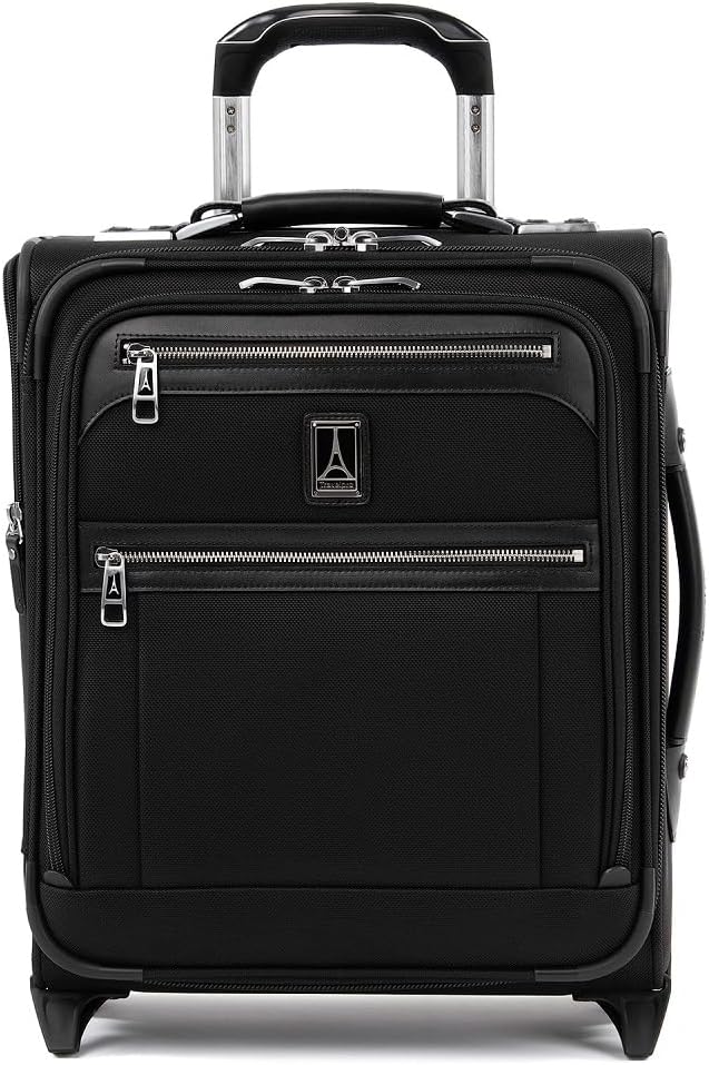 Travelpro Platinum Elite Softside Expandable Carry on Luggage, 2 Wheel Upright Regional Suitcase, USB Port, Men and Women, Shadow Black, Carry On 16-Inch