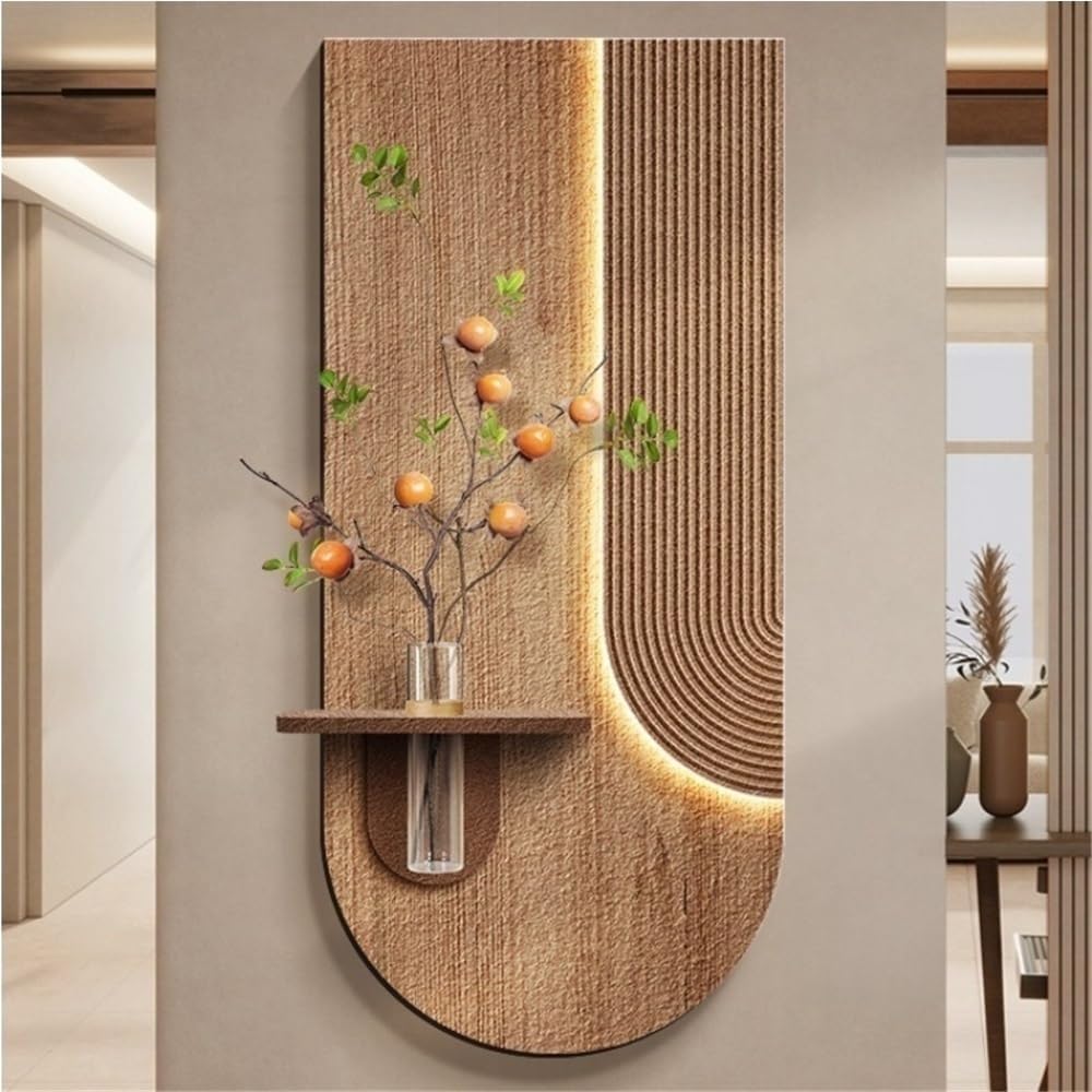 DEWHXSJ Plug-in Power Supply Sandstone Art, LED Painting Wall Decor, Creative Wall Sculpture, Hanging Mural for Living Room, Bedroom(Brown,31.5x15.8in)