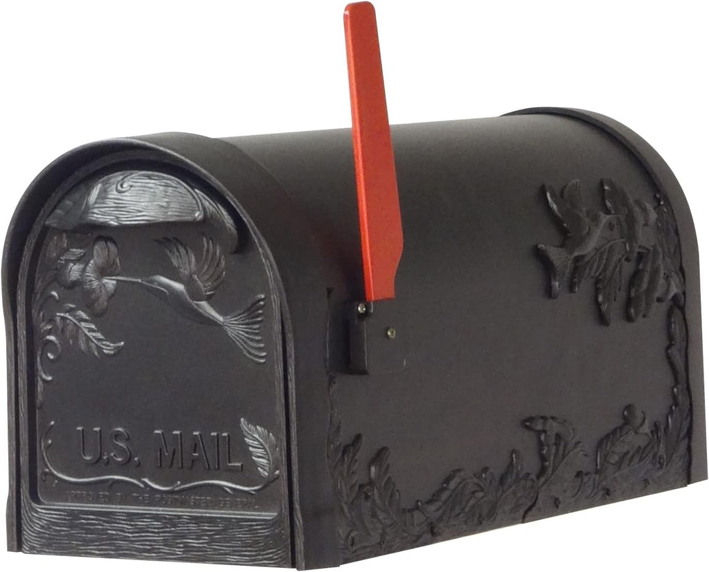 Special Lite Hummingbird Curbside Mailbox - Black Aluminum Mailbox for Post Mount - SCB-1005-BLK
