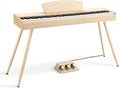 Donner DDP-80 Digital Piano 88 Key Weighted Keyboard, Full-size Electric Piano for Beginners, with Sheet Music Stand, Triple Pedal, Power Adapter, Supports USB-MIDI Connecting, Natural Wood Color