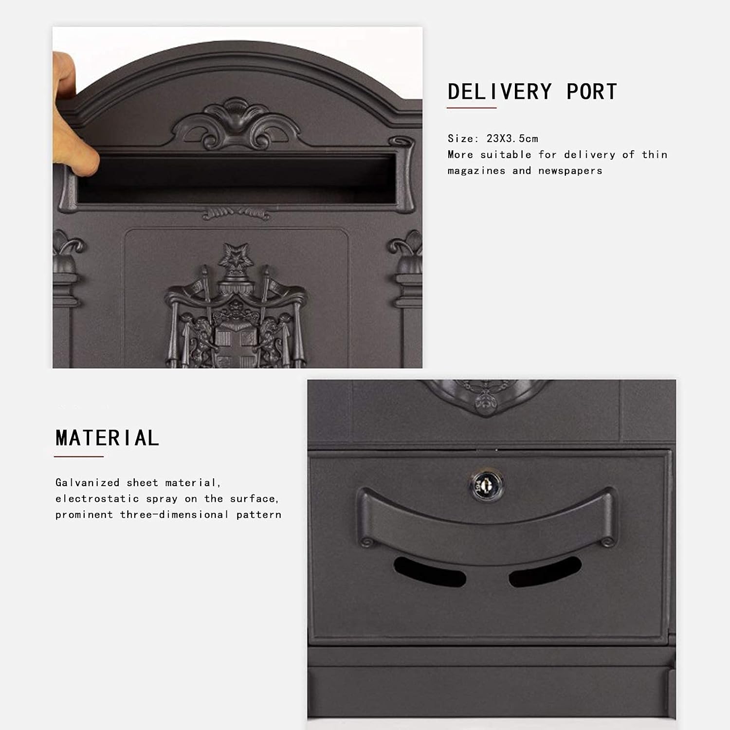Post Box Heavy Aluminium Lockable Secure Mail Letter Retro Vintage Metal Mail Box Garden Ornament
