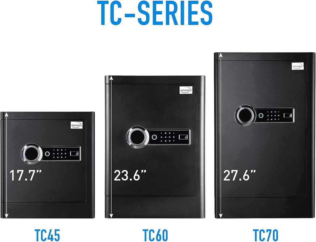 Tenamic Deluxe Biometric Fingerprint Safe Box Smart Touch Screen Fireproof Safe for Home Office Hotel 3.83 Cubic