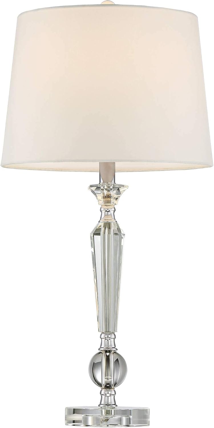 Vienna Full Spectrum Jolie 26' High Traditional Table Lamps Set of 2 with Smart Sockets Clear Crystal Living Room Bedroom Bedside Nightstand House Office Home Reading Kitchen Entryway Off-White