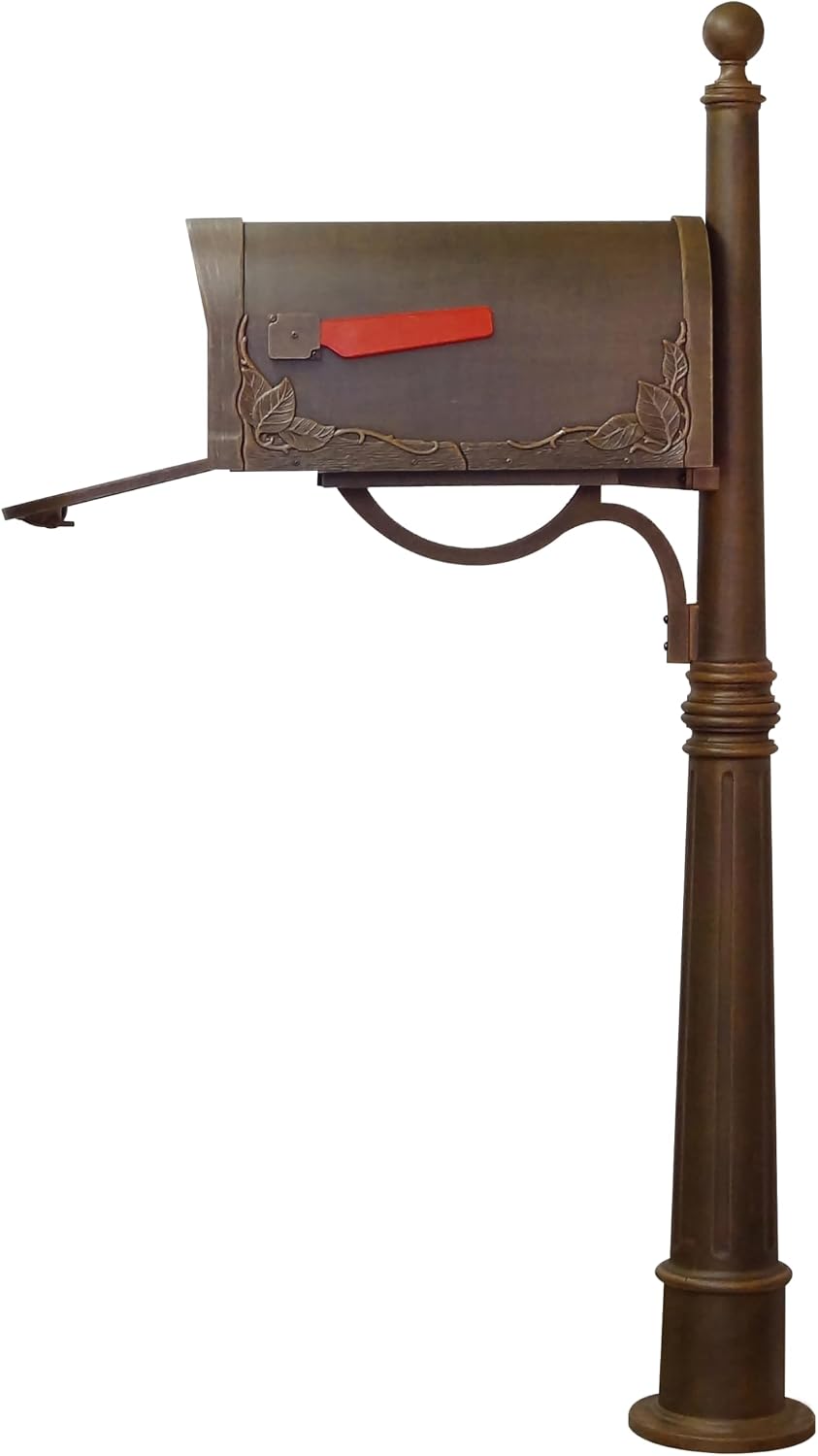 Special Lite Floral Curbside Mailbox with Ashland Post - Copper Mailbox with Aluminum Post - SCF-1003_SPK-600-CP