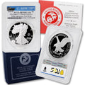 2025 P 1 oz American Silver Eagle U.S. Marine Privy Proof Coin PR-70 Deep Cameo (First Strike - Marine Label) with Official Government Packaging $1 PCGS PR70DCAM