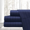 Split-King Sheets for Adjustable Bed Super Soft 1800-TC Heavy Egyptian Cotton 5-Piece Sheets Set Fits 7-9' Fully Elastic Deep Pocket (Stripe, Navy Blue)