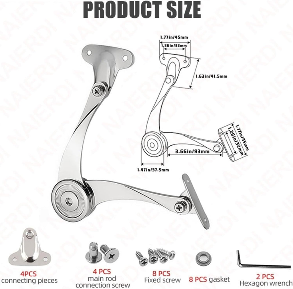 Lid Support Hinges Randomly Stop Door Hinges Adjustable Metal Lift and Up Hinges Cabinet Door Support Hinge 2Pcs