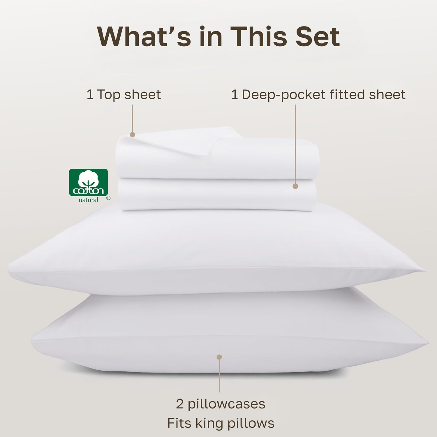 California Design Den King Size Sheets Set - 1000 Thread Count Sateen, Thick and Natural 100% Cotton King Bed Sheets, Deep Pockets, Durable Bedding Set - White