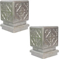 Post Cap Pressed Post Caps, 2Pcs Heavy Duty Aluminum Fence Caps Vintage Decoration for Mailbox, Deck, Dock, Piling Wooden Posts Top Cover,100x100mm