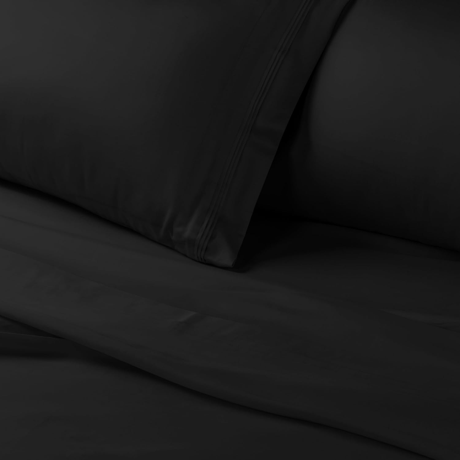 Superior Egyptian Cotton 4 Piece Sheet Set, Luxury 1500 Thread Count, Modern Design, Sustainable Sheets, Ultra-Soft Basics, Solid, Deep Pocket Fitted Sheet, Flat Sheet, Pillowcases, King, Black