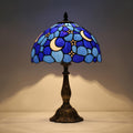 Tiffany Style Table Lamp,Stained Glass Moon Table Lamp,12X12X19 Inch Tiffany Reading Light, Antique Glass Desk Decor Lamp.