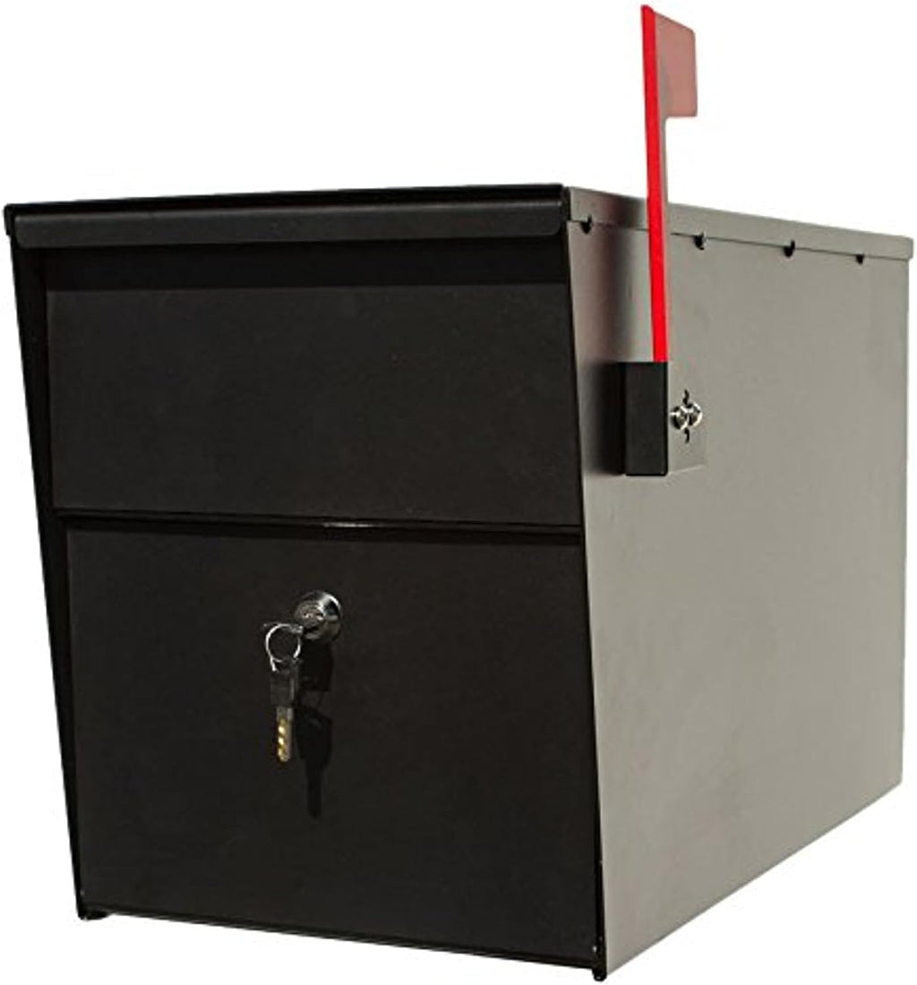 LSLM-2000 LetterSentry Galvanized Steel Locking Post Mount Rust Proof Mailbox, Black,19.5'D x 10'W x 15'H