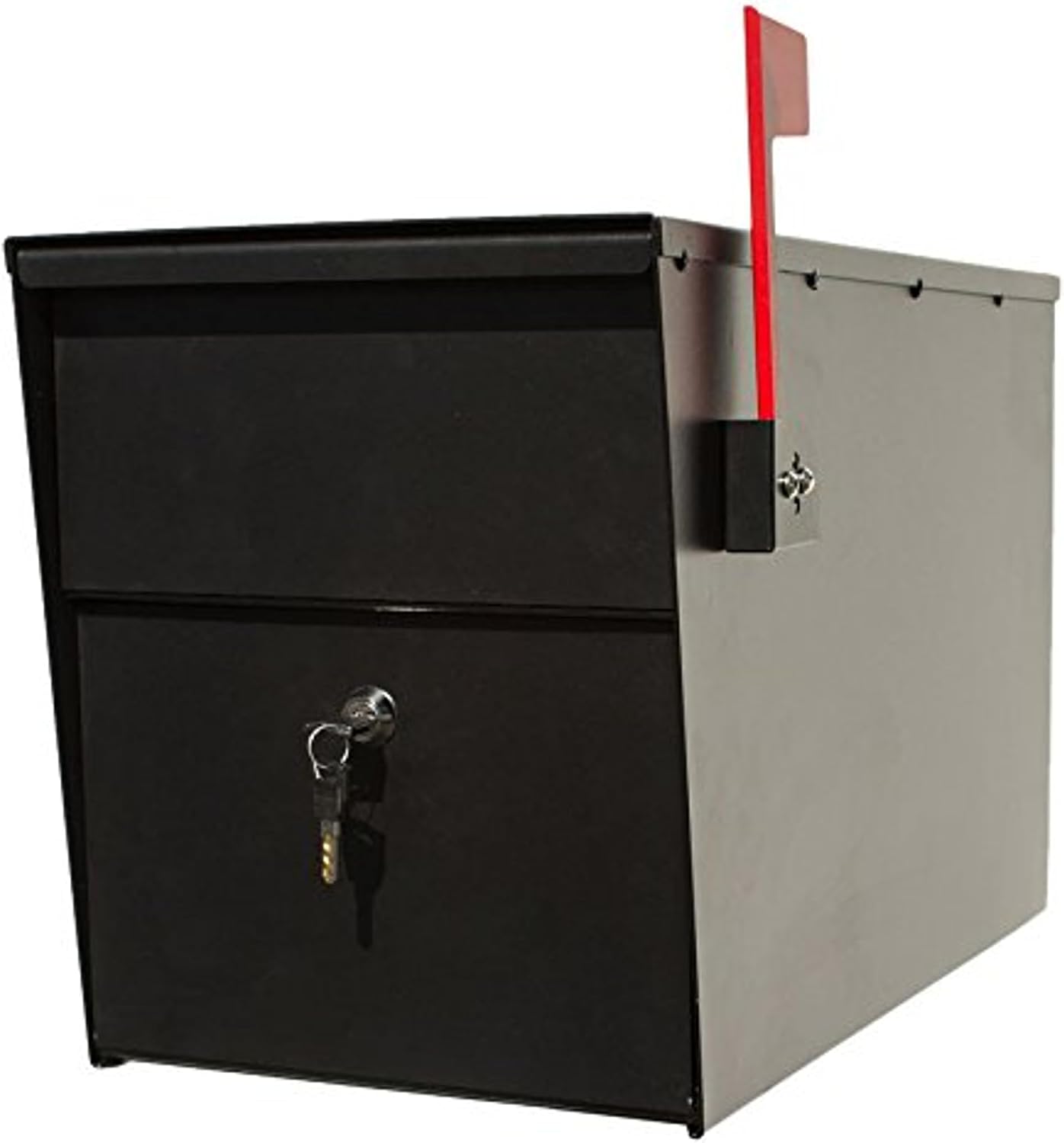 LSLM-2000 LetterSentry Galvanized Steel Locking Post Mount Rust Proof Mailbox, Black,19.5'D x 10'W x 15'H