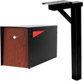 Ilyapa Modern Black Mailbox Post for Outside - 43' Metal Post Sleeve with Universal Mounting Kit for Residential Curb Appeal