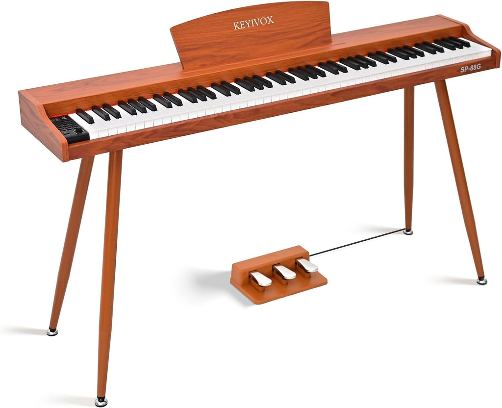 SP88G Digital Piano Keyboard with Stand & Triple Pedal, 88 key Semi Weighted Electric Piano for Beginners and Adults, 800 Tones, 600 Rhythms, 80 Demo Songs with Headphones, USB-MIDI